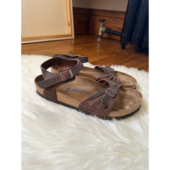 Birkenstock Bali Oil Leather Habana Brown Strappy Ankle Sandals Brown Leather - Picture 2 of 13